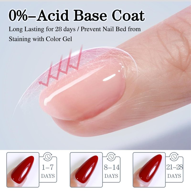 Double Rhythm No Wipe Gel Top Coat & Base Coat Set - 15ML Clear Glossy Polish Kit