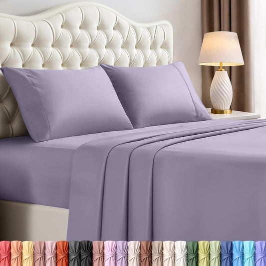 Utopia Bedding Queen Size Sheet Set - Soft, Breathable Microfiber | 4-Piece Lavender Set with Fitted Sheet, Flat Sheet & Pillowcases