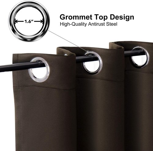 ChrisDowa Blackout Curtains - Thermal Insulated Room Darkening Panels Set (Brown, 52W x 84L)