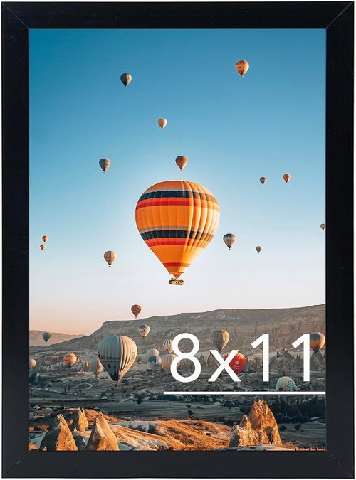 JCJMY 8x11 Picture Frame - Black Wall Hanging & Tabletop Display | Versatile Mounting Options