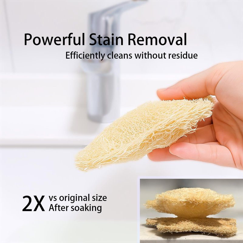PlesQui Natural Loofah Body Scrubber 3-Pack, Plant-Based Exfoliating Shower Sponge Luffa for Men & Women, Eco-Friendly & Dye-Free, Fits All Hand Sizes[Must SOAK to Soften]