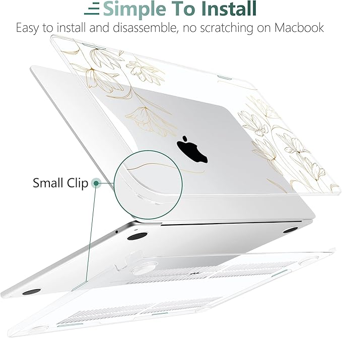 TWOLSKOO for MacBook Air 13 inch Case M5 2026 M4 2025 M3 M2 2024-2022 A3449 A3240 A3113 A2681, Plastic Hard Shell & Keyboard Cover & Screen Film for MacBook Air 13.6 inch Case, Florals X449
