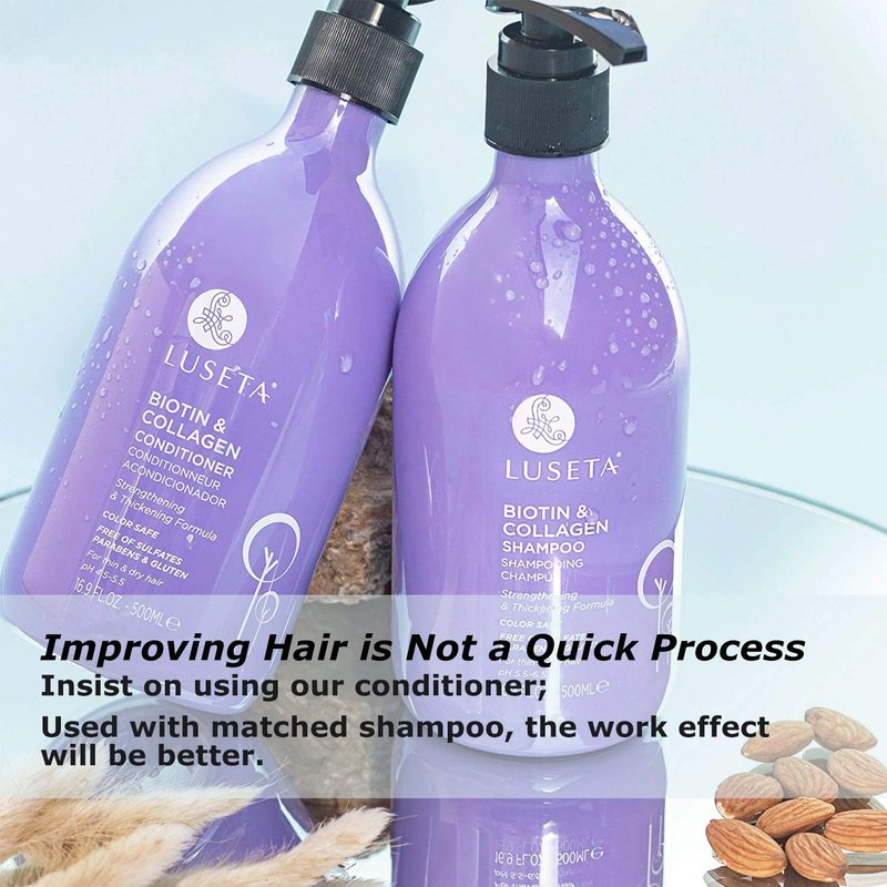 Luseta Biotin & Collagen Conditioner Thickening for Hair Loss & Fast Hair Growth - Infused with Argan Oil to Repair Damaged Dry Hair - Sulfate Free Paraben Free 33.8oz