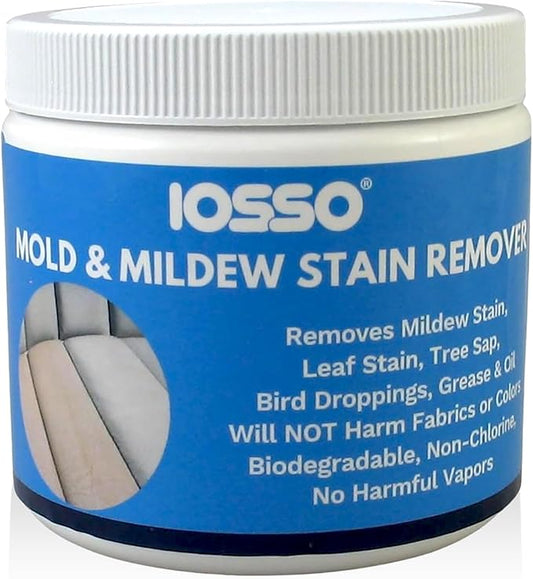 Iosso Mold & Mildew Stain Remover – Color Safe for Awnings, Tents & Boats – Concentrated Formula Makes 3 Gallons – Biodegradable, Non-Chlorine Fabric Cleaner