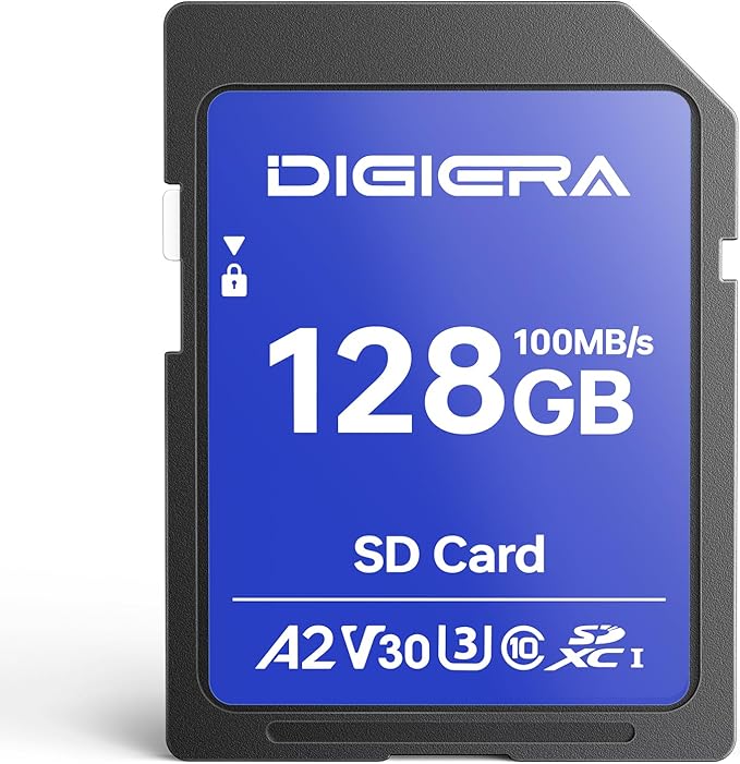 DIGIERA 128GB CS100 SDXC UHS-I Memory Card - up to 100MB/s, C10, U3, V30, 4K UHD, SD Card for Computers, Digital Cameras, Home Theatre Devices, Car Navigation Systems (1 Pack)