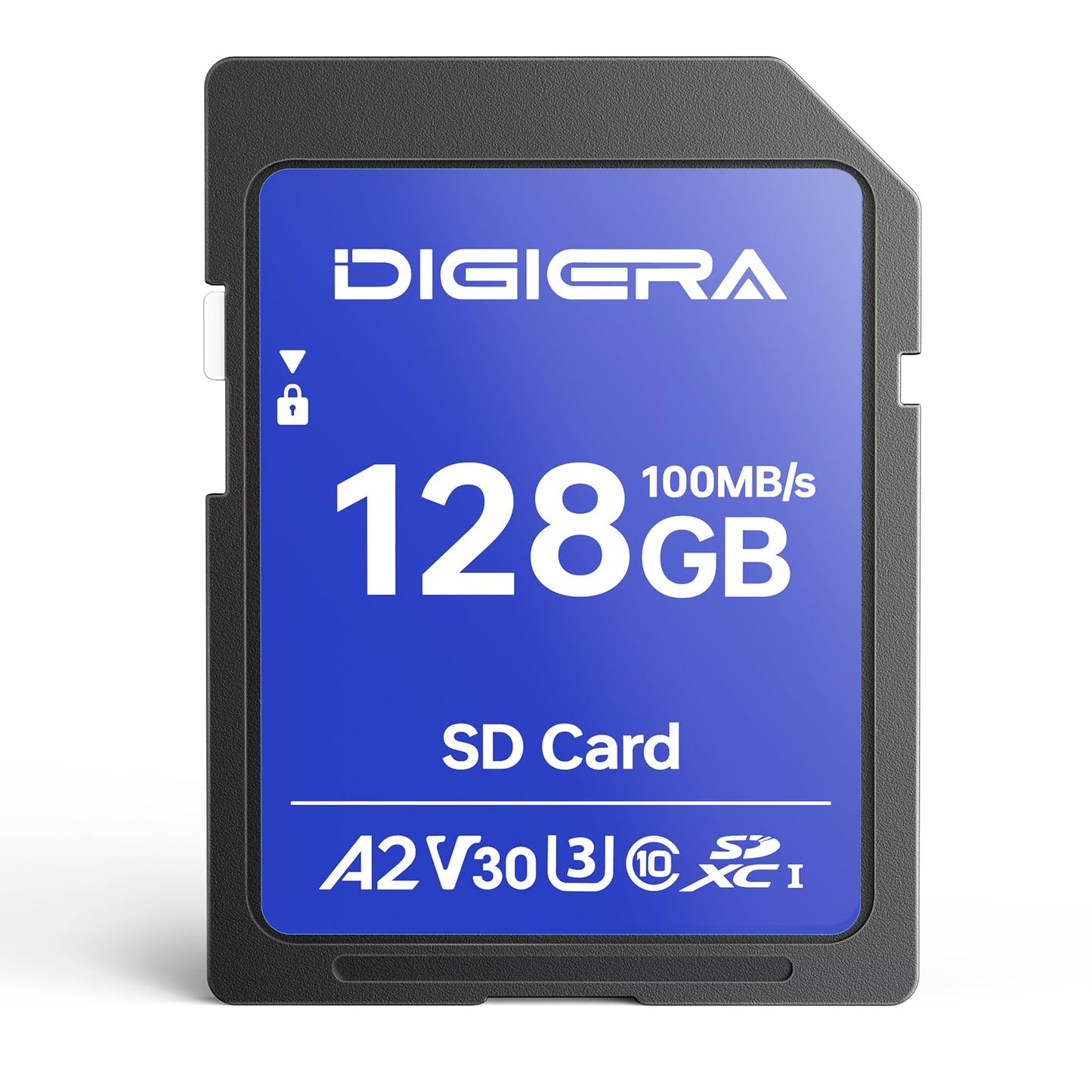 DIGIERA 128GB CS100 SDXC UHS-I Memory Card - up to 100MB/s, C10, U3, V30, 4K UHD, SD Card for Computers, Digital Cameras, Home Theatre Devices, Car Navigation Systems (1 Pack)