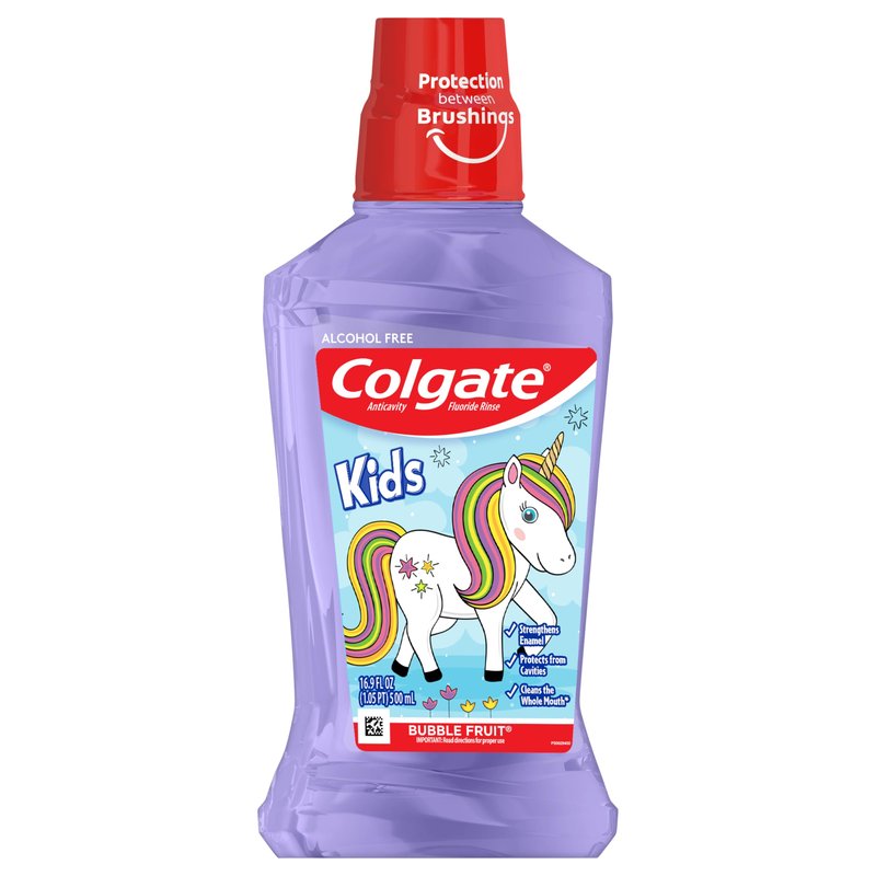 Colgate Unicorn Kids Fluoride Anticavity Mouthwash, Alcohol Free, Bubble Fruit, 16.9 Fluid Ounces (6 Pack)