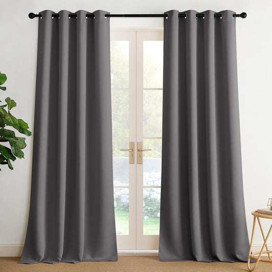NICETOWN Blackout Curtains - Grommet Grey Drapes | 95 Inches Long for Ultimate Light Control