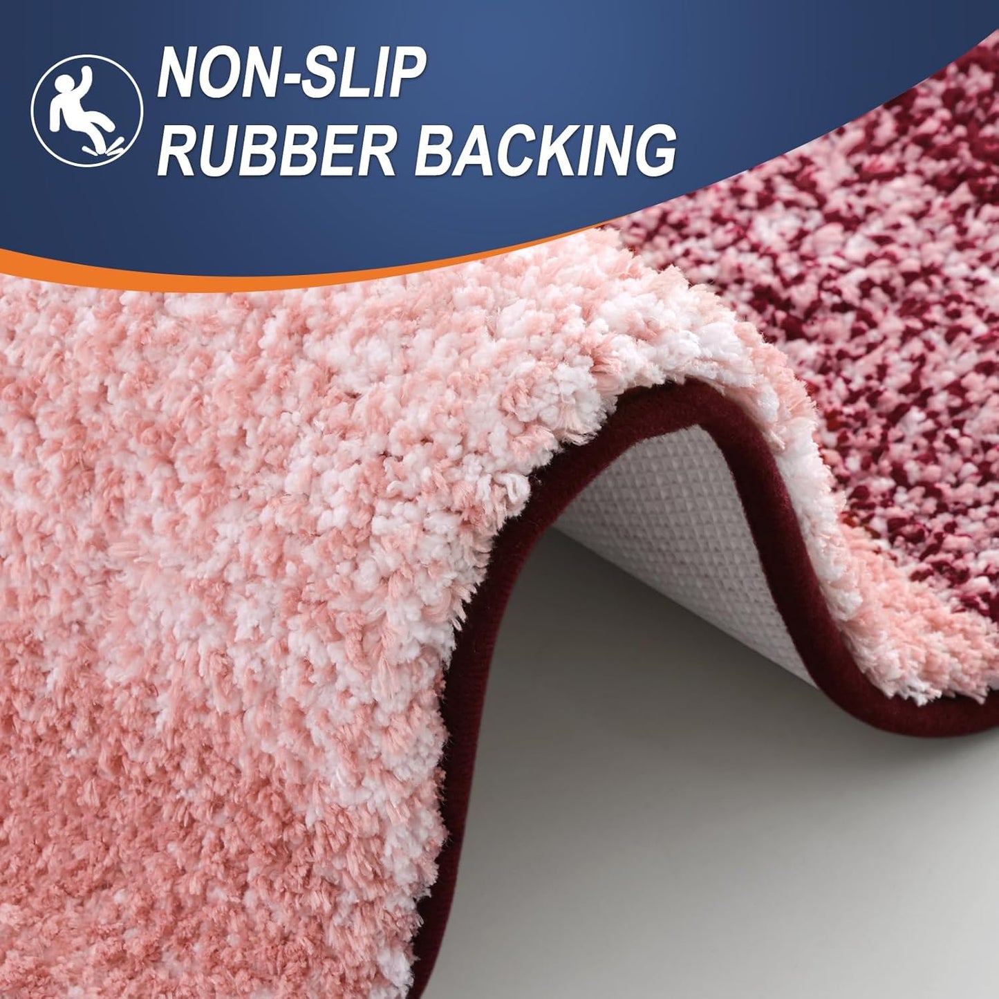 OLANLY Bathroom Runner Rugs - Extra Soft Microfiber Mat 47x17 | Quick Dry, Washable, Rubber Backing, Red
