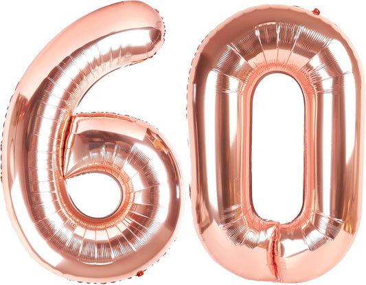 Rose Gold Number 60 Balloon - 40 Inch 60th Birthday Decoration for Men & Women | Elegant Party Supplies