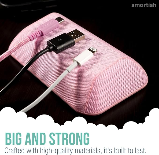 Smartish® Magnetic Cord Holder - Bigger Cable Wrangler Organizer with Magnet Clips for Charger Management on Desktop, Nightstand - Holds 6+ Cables - I'm Blushing