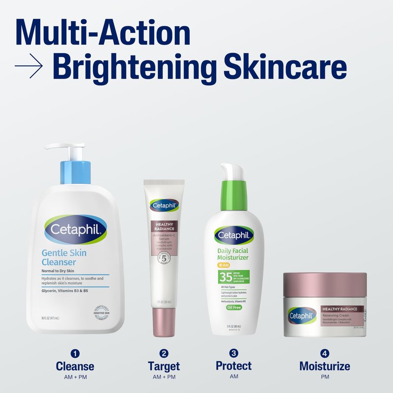 Cetaphil Face Cream, Healthy Radiance Renewing Cream, Visibly Reduces Look of Dark Spots, Brightening Lotion, Designed for Sensitive Skin, Hypoallergenic, Fragrance Free, 1.7oz