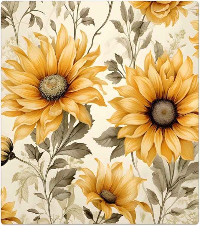 Dishwasher Magnet Cover Retro Sunflower Florals Flower Pattern Reusable Dishwasher Magnetic Cover Sticker Decorative Dish Washer Door Cover Panel for Home Kitcen Appliance, 21x26 in