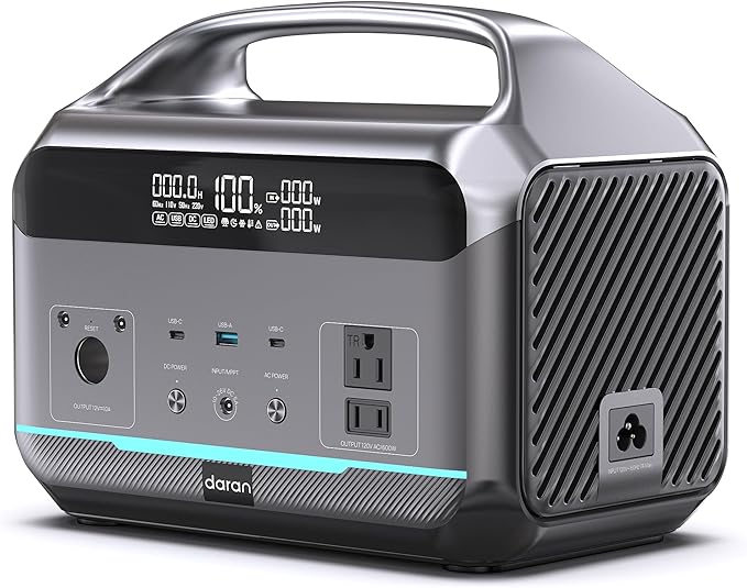 Portable Power Station 1200W Surge, 288Wh LiFePO4 Battery Solar Generator, Power Bank with 600W AC Outlet 110V, PD 100W Output Fast Charging for Outdoors Camping, Home Emergency, Hunting Blackout