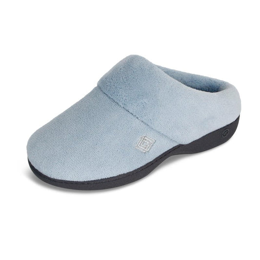isotoner Women's Classic Clog Slippers with Memory Foam Comfort and Non-slip Sole Slipper, Blue Fog, 8.5-9