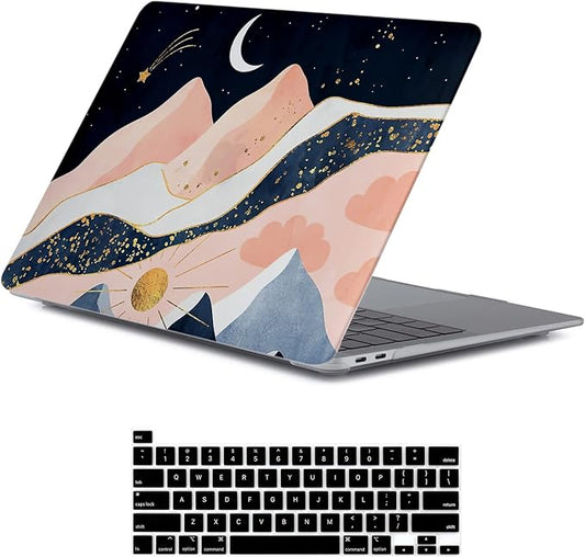 LanBaiLan Compatible for MacBook Pro 13 inch with Touch Bar 2022 2020 2019 2018 2017 2016 Release M1 M2 A2338 A2289 A2251 A2159 A1989 A1706 A1708, Laptop Hardshell Case & Keyboard Cover, Sun Mountain