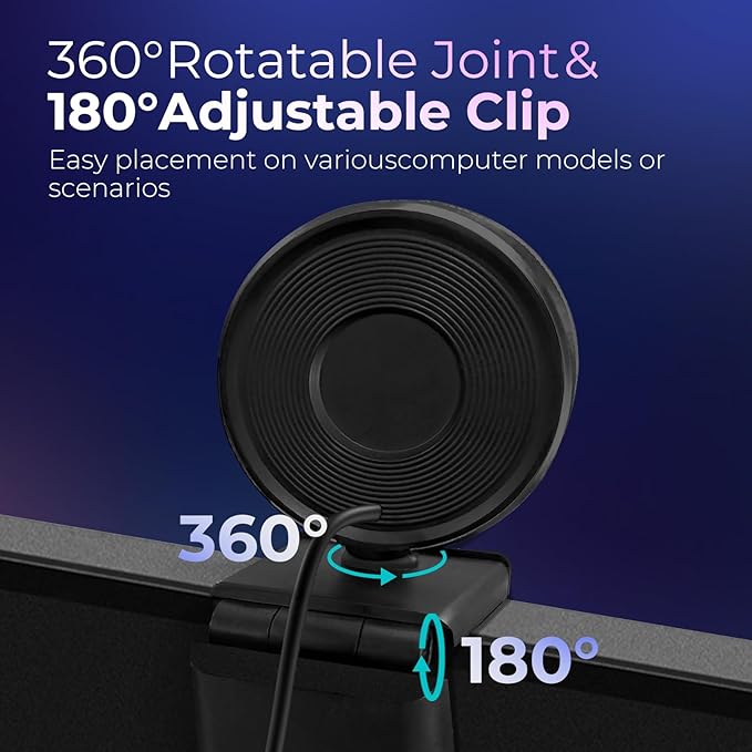 PixelForge 4K Webcam for PC with Microphone & Light & Privacy Cover, Web Camera for Desktop Computer/Laptop/Monitor/Mac, USB Streaming Camera for Zoom/Skype/Teams/Video Calling/Studying and Conference