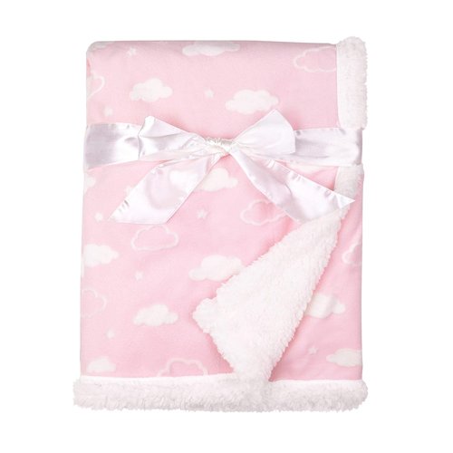 American Baby Company Heavenly Soft Chenille Sherpa Blanket - Warm & Cozy 3D Pink (30" x 35") for Babies
