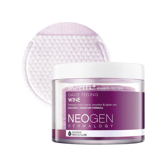 DERMALOGY by NEOGENLAB Bio-Peel Gauze Peeling Wine - 2-in-1 Physical + PHA Exfoliating Pads with Red Wine & Resveratrol for Firmer, Smoother, Glowing Skin, Korean Skin Care 30 Count
