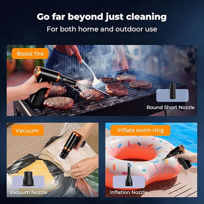 K&F CONCEPT Electric Compressed Air Duster|300000RPM Vacuum Cleaner|3 Gear Adjustable|Super Wind Power| Rechargeable Brushless Motor|for Deep Computer Clean, Keyboard, Car, Home,Outdoor