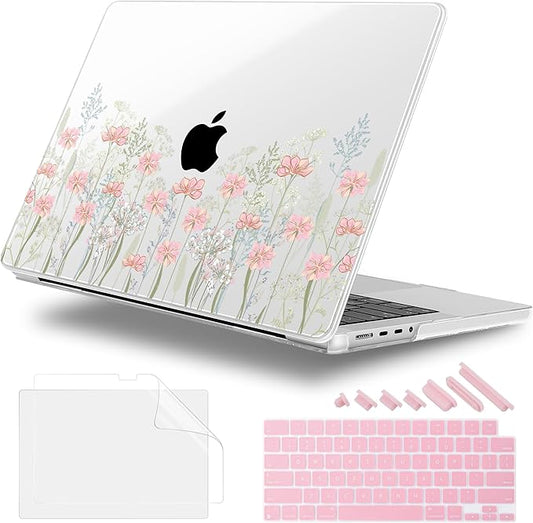Lepeoac for MacBook Pro 16 inch Case M1 M2 M3 M4 M5 Pro/Max with Liquid Retina XDR, Release 2021-2025 2026 A3429 A3428, Hard Shell Case with Screen Protector & Keyboard Cover, Floral C322