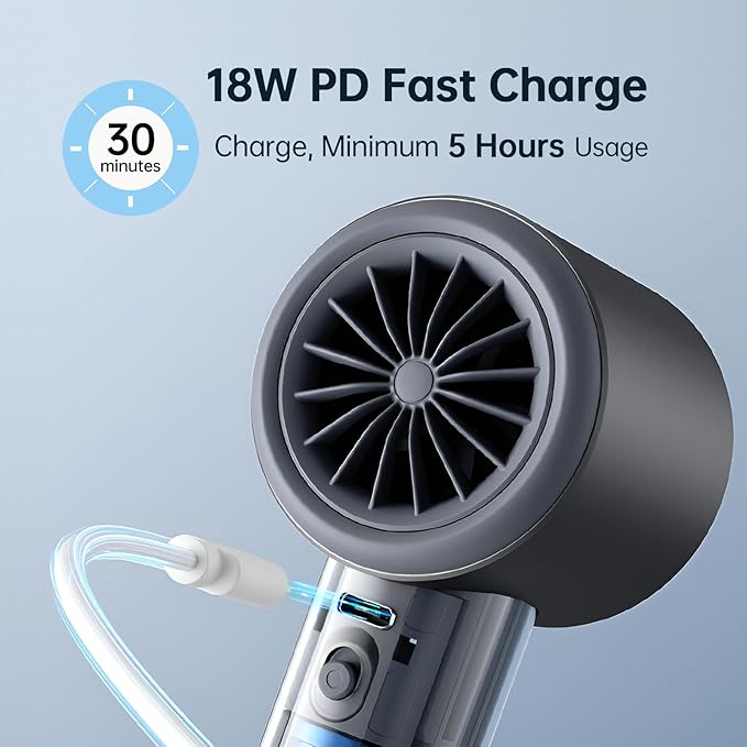 JISULIFE Handheld Fan Pro1S - Next-Gen Airflow: Up to 40h Runtime, Metal Body - Enduring Quality, 1-100 Speed Scroll Wheel, 5000mAh-Portable Fan for Travel, Gifts for Women Men(Starry Grey)