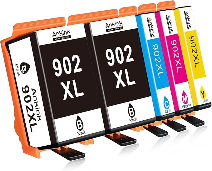 Ankink Compatible Ink Cartridges Replacement for 902XL (2 Black Cyan Magenta Yellow 5 Packs)