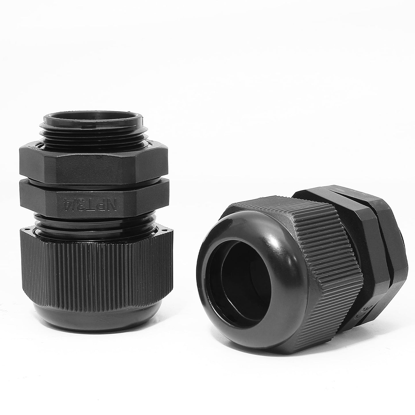 Bonsicoky 20 Pcs 3/4" NPT Nylon Cable Glands, IP68 Waterproof Adjustable Cord Grip Cable Connector Strain Relief Wire Protectors for 13-18mm Cable Diameter, Black
