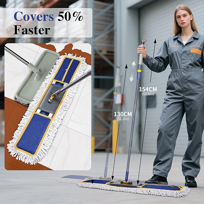 Masthome 36" Commercial Mop with 3 Microfiber Pads & Roller Sponge Mop with 3 Absorbent PVA Mop Refills- Home & Office Suitable