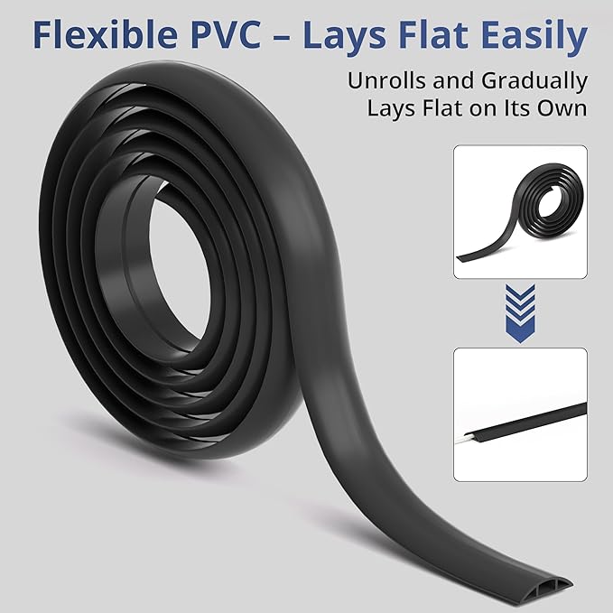 ZhiYo 5.6ft Cord Covers for Wires on Floor, Cord Hider Floor Hide Extension Cords, Soft PVC Cable Cover Cable Protector, Wire Cavity W0.62in H0.31in, Beige