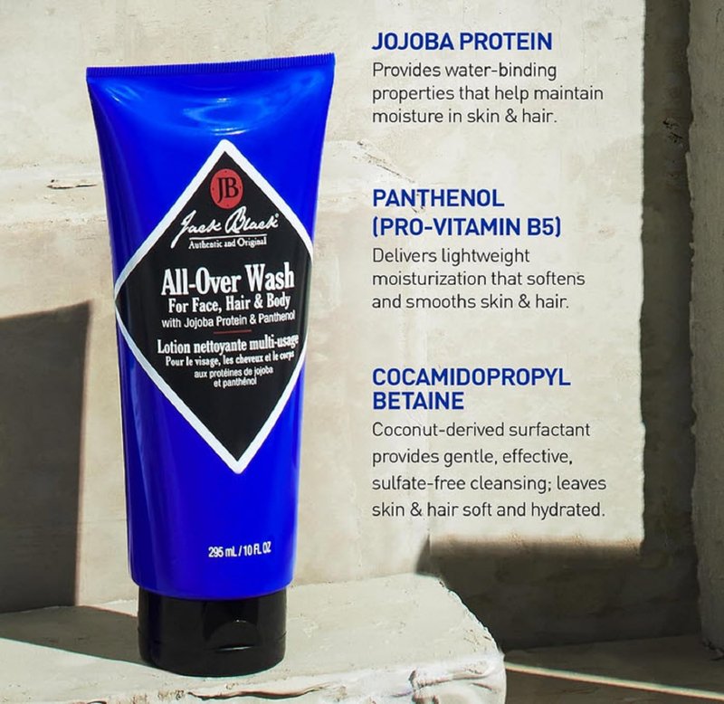 Jack Black All Over Wash Face, Body & Hair Cleanser, 3 Fl Oz – Citrus, Mint & Oakmoss – Mens Face Wash, Body Wash, Shampoo, Hair Care, Multi-Purpose Body Wash Men, Sulfate–Free, Pack of 3