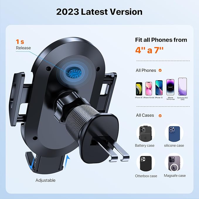 Miracase Phone Holders for Your Car, [Thick Case & Heavy Phone Friendly] Universal Cell Phone Car Mount, 3-in-1 Phone Mount for Car Dashboard Windshield Air Vent Fit for All Smartphones