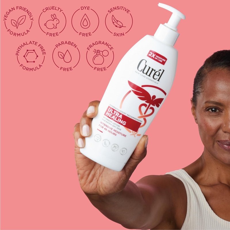 Curel Ultra Healing Lotion - Fragrance-Free Moisturizer for Extra-Dry Skin | 13 Oz, Pack of 3