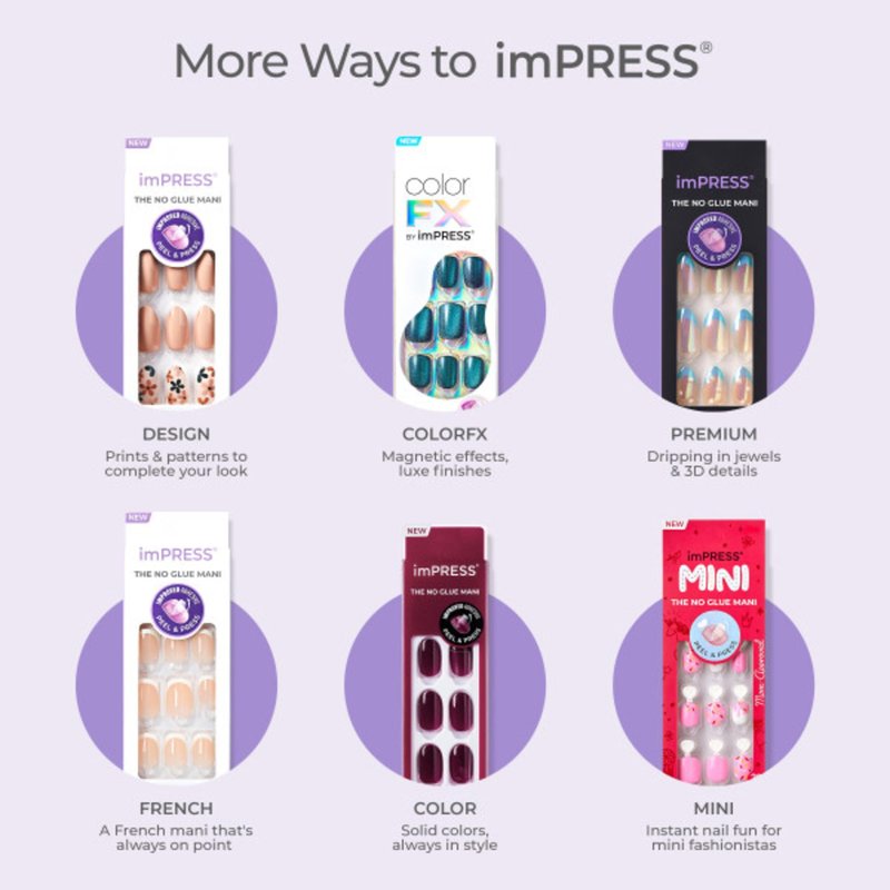 Impress Color Ombre Press On Nails, 'Friendzone', Blue, Short Oval, PureFit Technology, Patented Super Hold Adhesive, Chip Proof, Smudge Proof, Mini Nail File, Manicure Stick & 30 Fake Nails