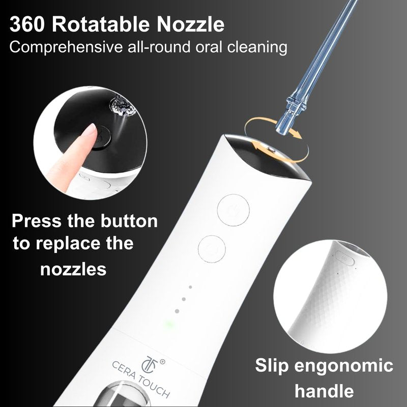 Water Flosser for Teeth Cleaning and Flossing | 4 Modes Rechargeable Cordless Oral Irrigator | IPX7 Waterproof | 300ml Water Tank Teeth Cleaner | Portable Electric Dentel Flossers for Home and Travel
