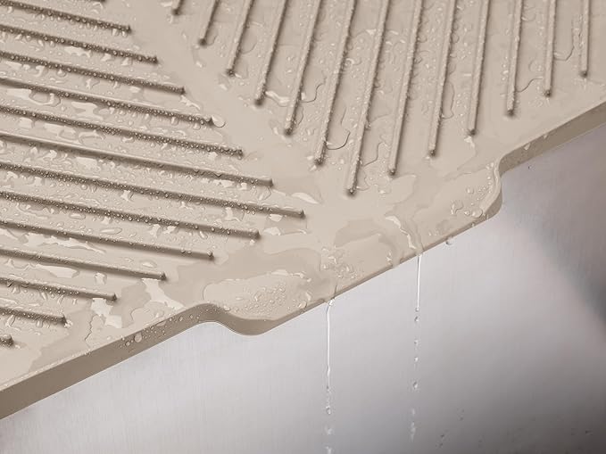 WeatherTech DishMat Drain- 16" x 18" Drip Dry Hand-Washed Dish Drying Mat, Sand