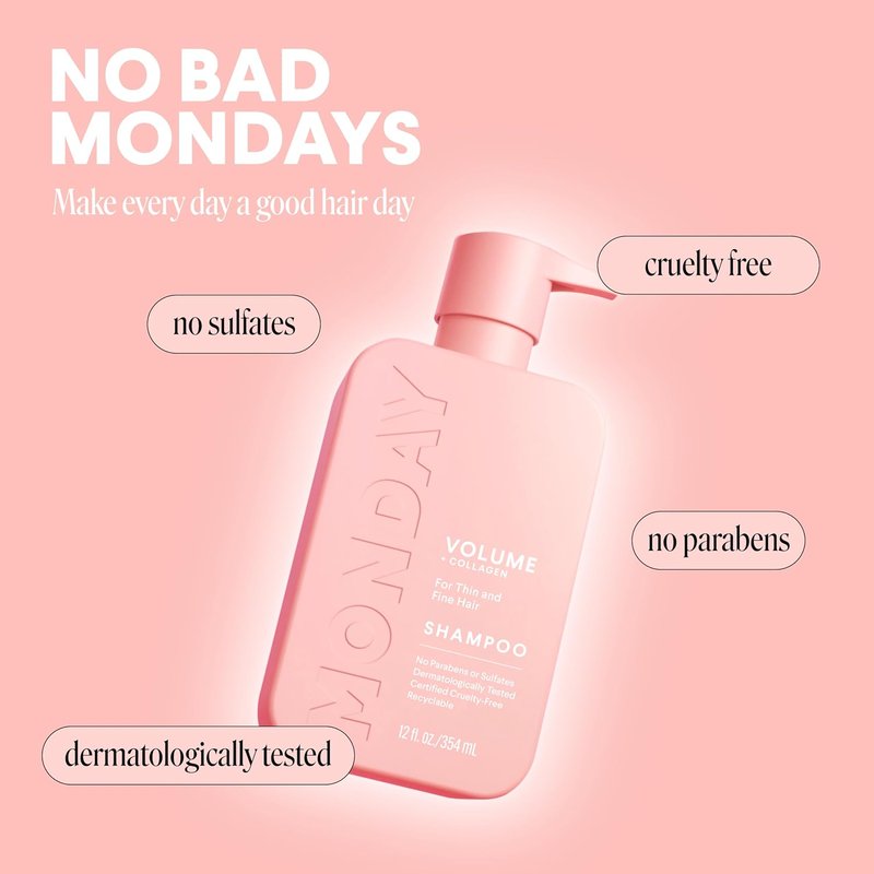 Monday Haircare Volume Shampoo - Hydrolyzed Collagen & Macadamia Oil for Thin, Fine Hair | 354 mL