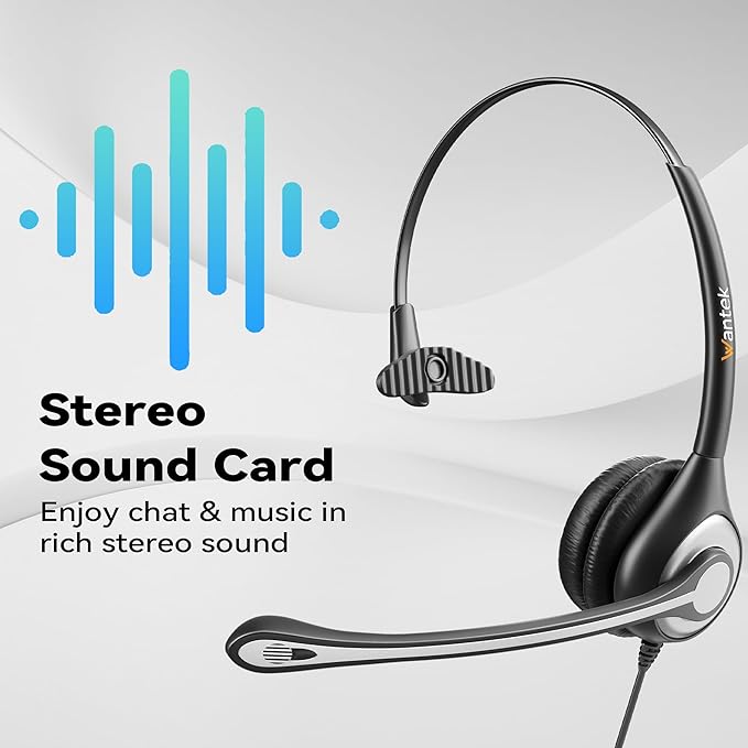 Wantek Headset wtih Mic, USB Headset with Microphone for PC, Computer Headset with Noise Canceling Microphone with Mute for Home Office Online Skype Zoom Meetings