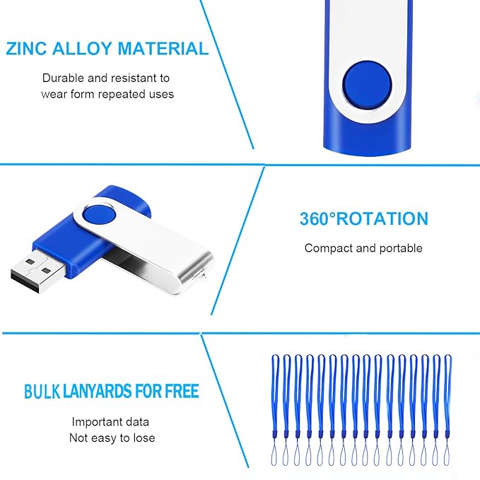 200 Packs of 128MB (Not 128GB) Flash Drives Bulk USB Drives Pack (Blue)