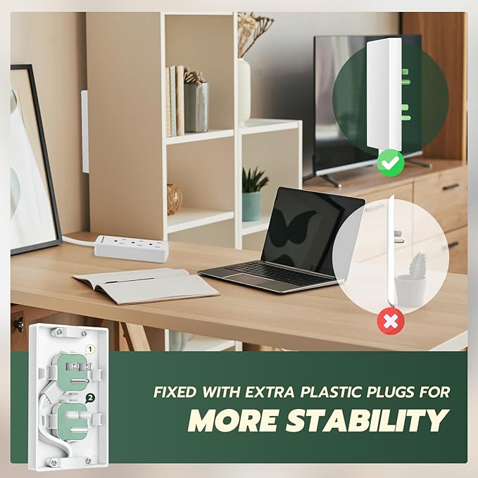 Saker Outlet Concealer Power Strip | 5ft Flat Plug Extension Cord with 3 Outlets,1625W | Universal Size Outlet Cover Baby Proofing | Cover Extension Cord for Kitchen, Home and Office