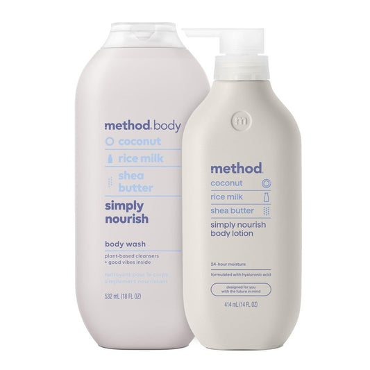 Method Body Wash (18oz) and Lotion (14oz) Gift Set, Simply Nourish