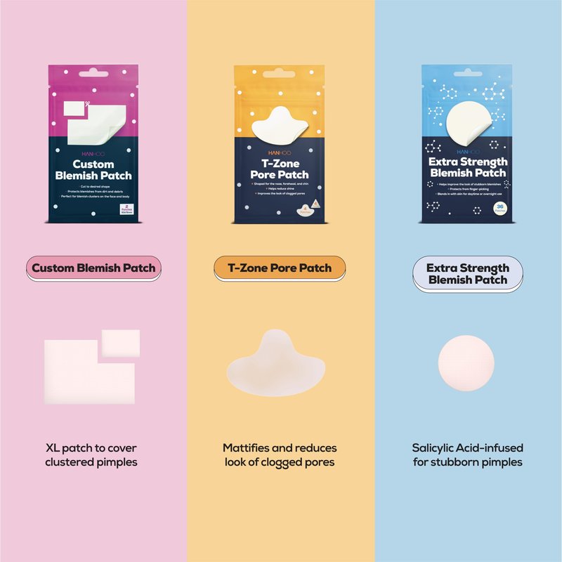 HANHOO T-Zone Pore Patch, Extra Strength & Custom Blemish Patch Bundle - With Salicylic Acid, Niacinamide & Hyaluronic Acid - For Blackhead and Acne Treatment - Korean Skincare - 54 Patches