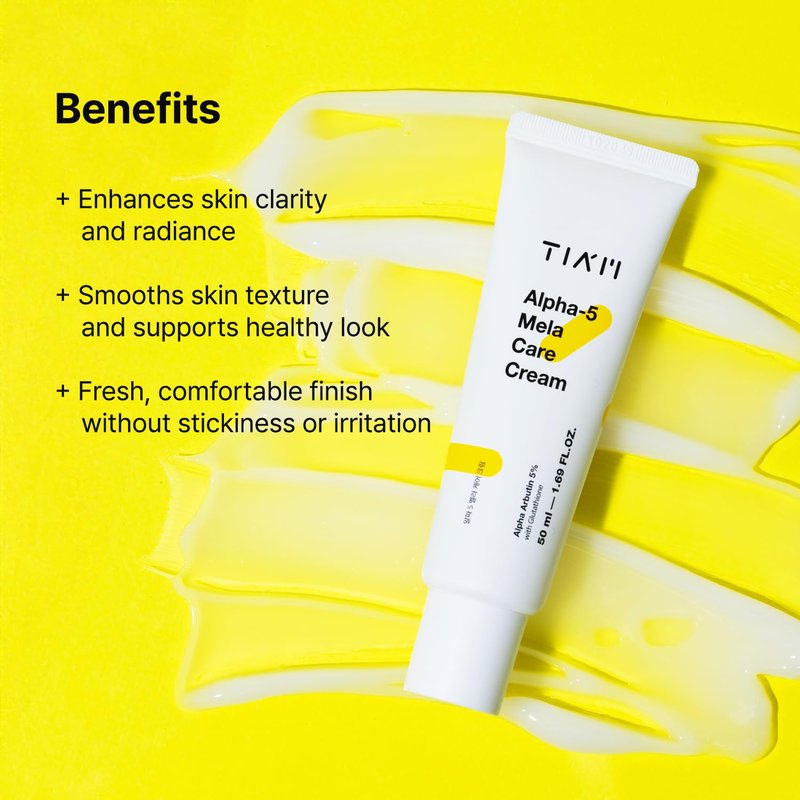TIA'M TIAM Alpha-5 Mela Care Cream, 1.69 fl oz, 5% Alpha Arbutin Glow Enhancing Cream with Glutathione & Niacinamide, Korean Skin Care