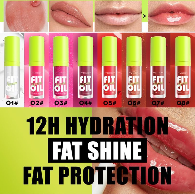 Qifylmaf 8 Colors Lip Oil Lip Glaze, Big Brush Head Hydrating Lip Glow Oil, Transparent Toot Tinted Nourishing Long Lasting Repairing Lightening Lip Lines (Set A+ Set B)