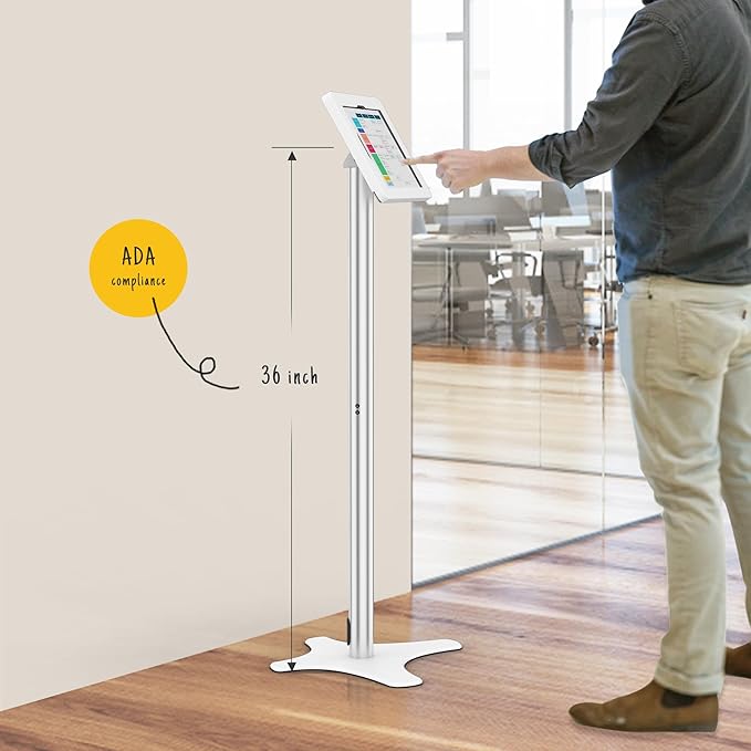 Beelta Tablet Floor Stand, Anti-Theft, Rotate Lockable Metal Tablet Enclosure+Aluminum Pole+Metal Base, Compatible with 10.9" iPad 10th, Pro 11" 1 2 3 4, Air 4 5, Air 11"(M2/M3), iPad 11"(A16)