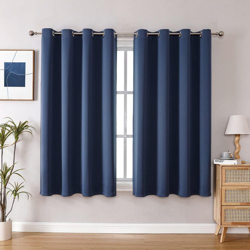ChrisDowa Blackout Curtains - Thermal Insulated Room Darkening Panels, Stone Blue, 52W x 54L - 2-Piece Set