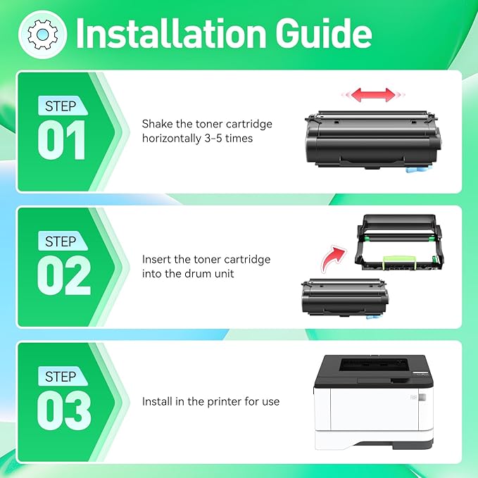 55B1X00 Black Toner Cartridge Extra High Yield with Chip 1-Pack Compatible Replacement for MS431dn MS431dw MX431adn MX431adw MX432adwe MS431 MX431 Laser Printer 55B1X00 55B1H00 55B1000 Toner