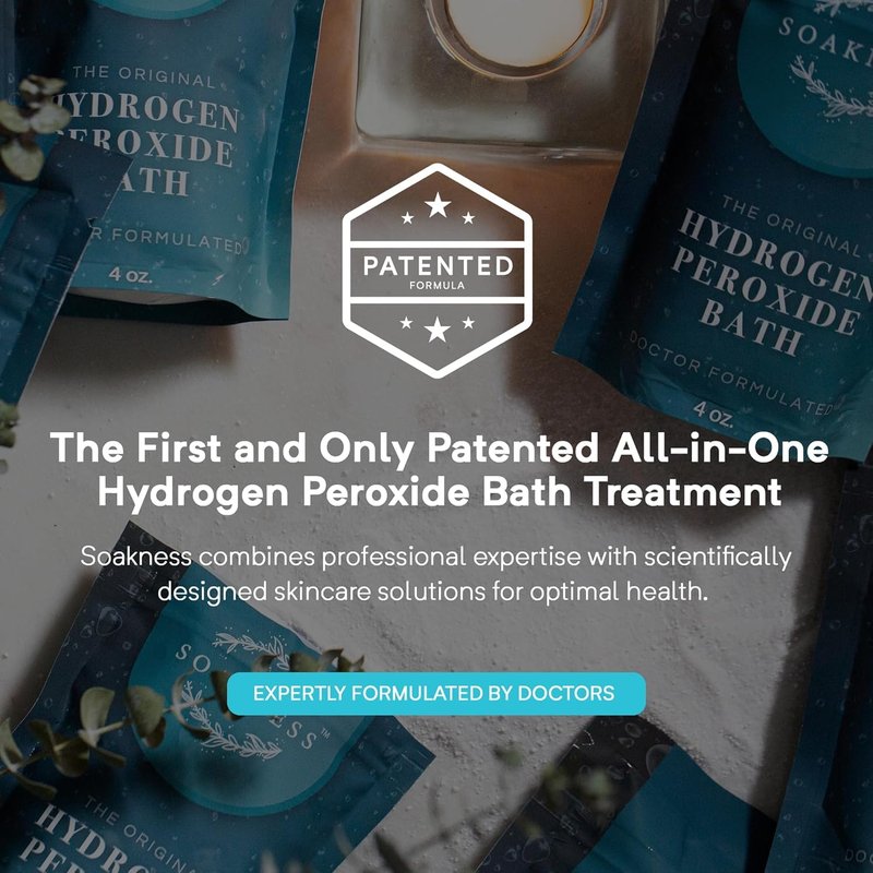 Soakness Hydrogen Peroxide Epsom Salt Bath Soak - USA-Made – Patented Bath Salts, Muscle Recovery, & Skin Detoxification – Magnesium Salts for Bathing - Doctor Formulated Pure Epsom Salt (6-Pack)
