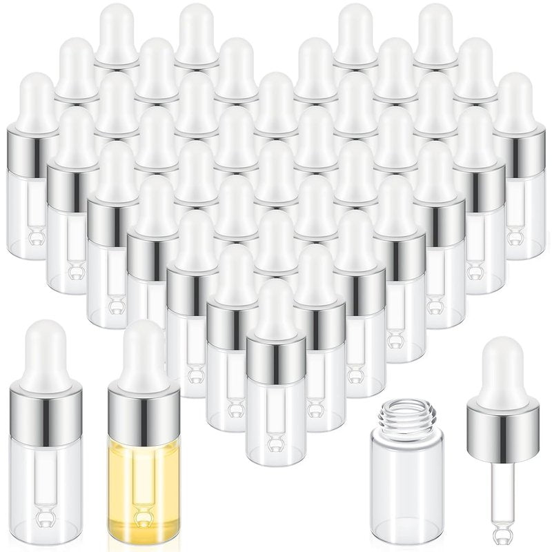 Mini Glass Oil Dropper Bottles - 100 Pcs 3ml Clear Essential Vials for Travel | Perfect for Perfume & Samples