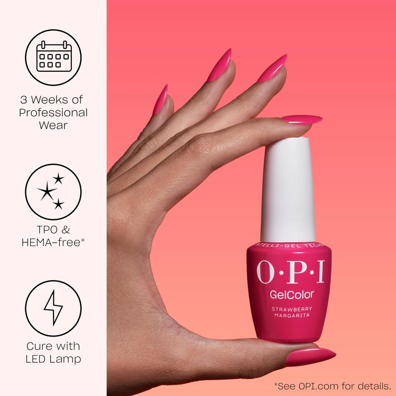 OPI GelColor Gimme a Lido Kiss | Opaque Bright Red Shimmer LED Cure Gel Nail Polish | Salon-Quality Shine, Long-Lasting Wear | Vegan & HEMA Free | 0.5 Fl Oz
